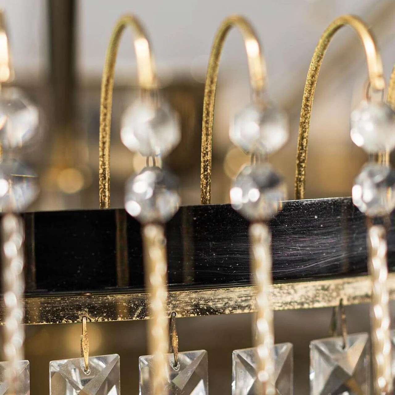 6 lights chandelier in metal and brass, 1970s 1456591