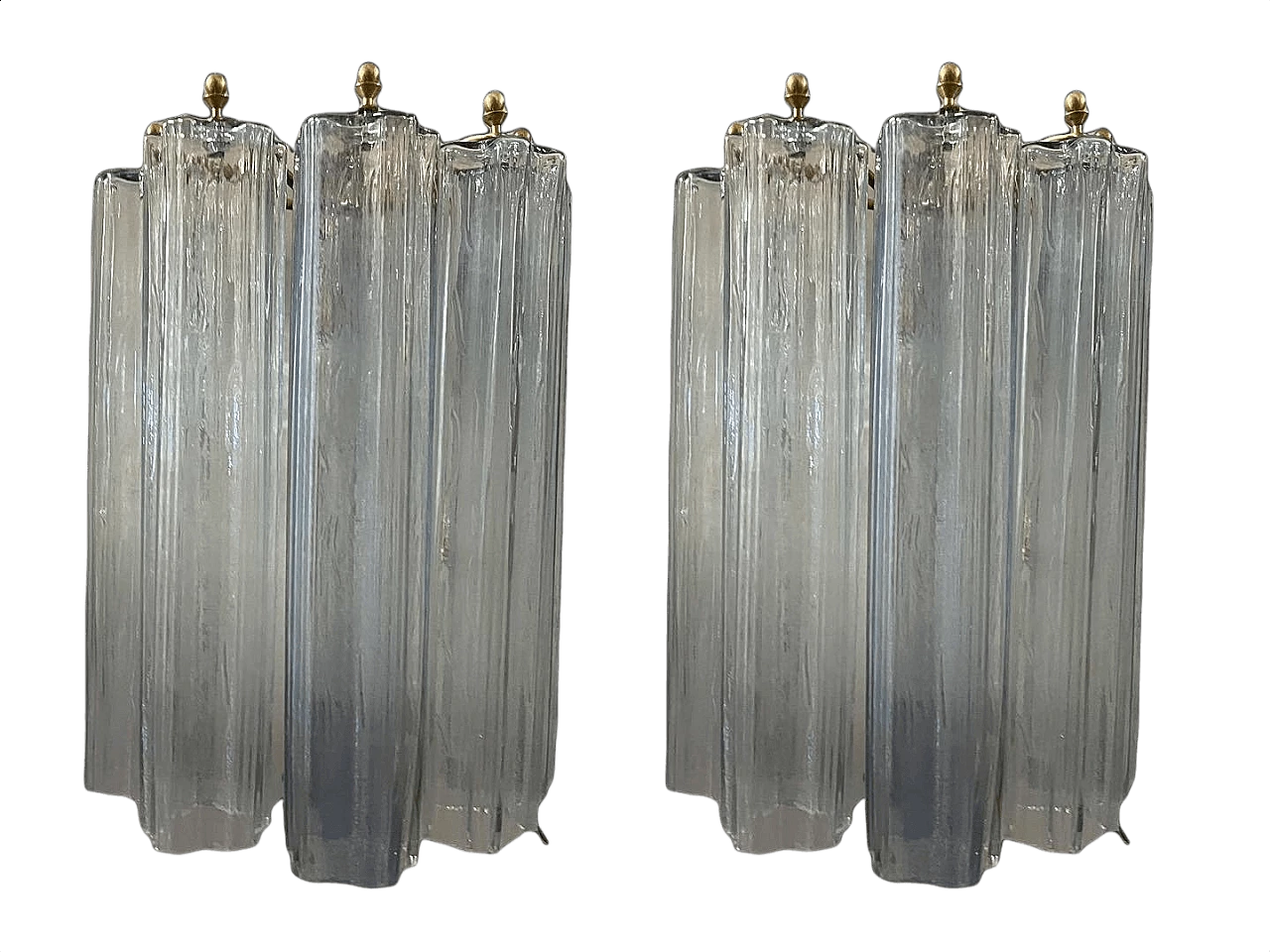 Coppia di applique a tubo in vetro di Murano, anni '60 1458154