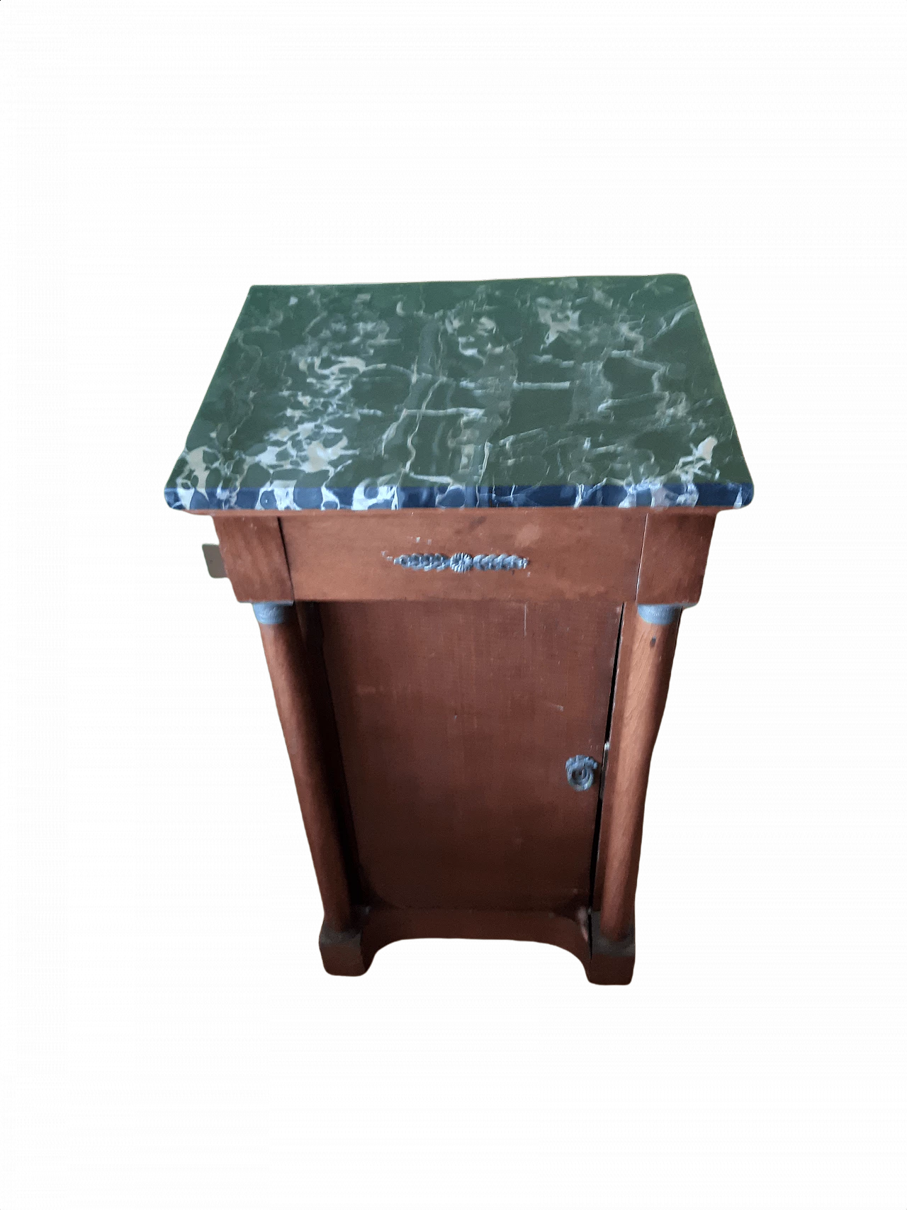 Comodino in stile impero in ciliegio con piano in marmo, del '800 1458255
