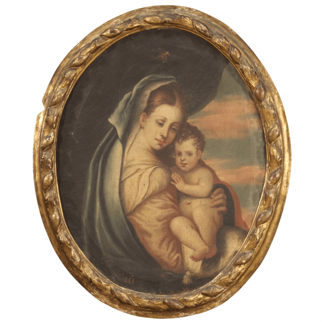 Oil painting of Madonna and Child, 18th century intOndo