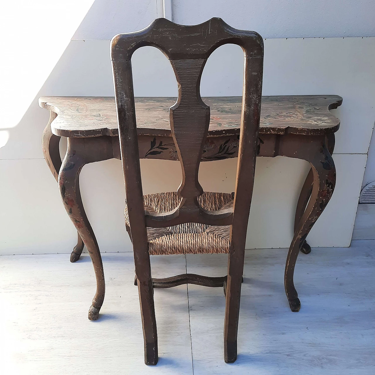 Lacquered console table with chair, 19th century 1458303
