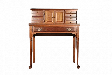 Scrivania in faggio con piano a ribalta, anni '70