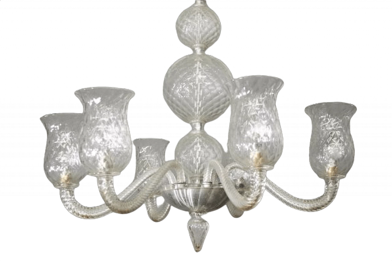 Lampadario in vetro di Murano di Venini, anni '50 1458976
