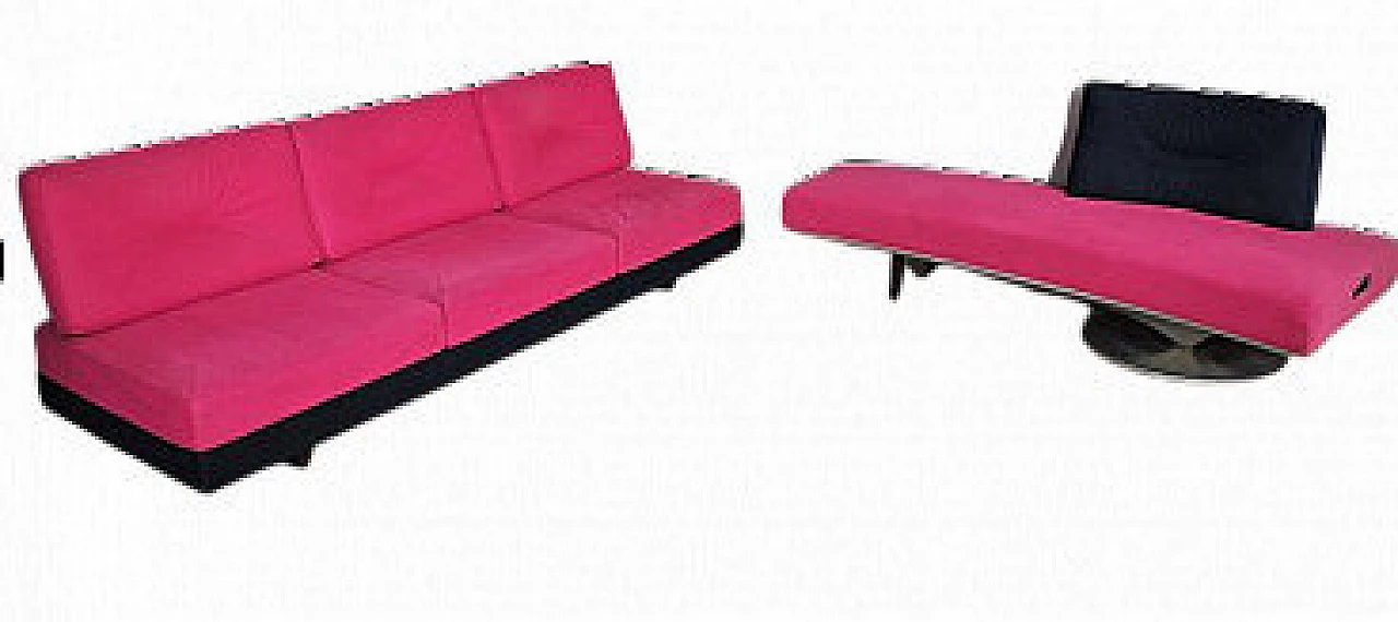 Pair of Saporiti sofas with removable alcantara covers, 1990s 1458983