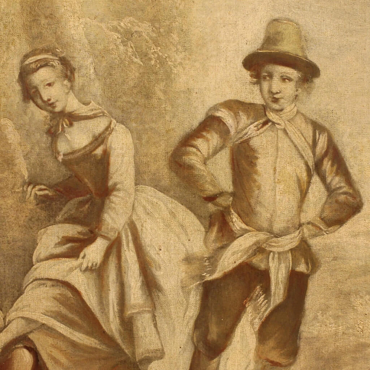 Oil on canvas Landscape Romantic Scene, 19th century 1460103