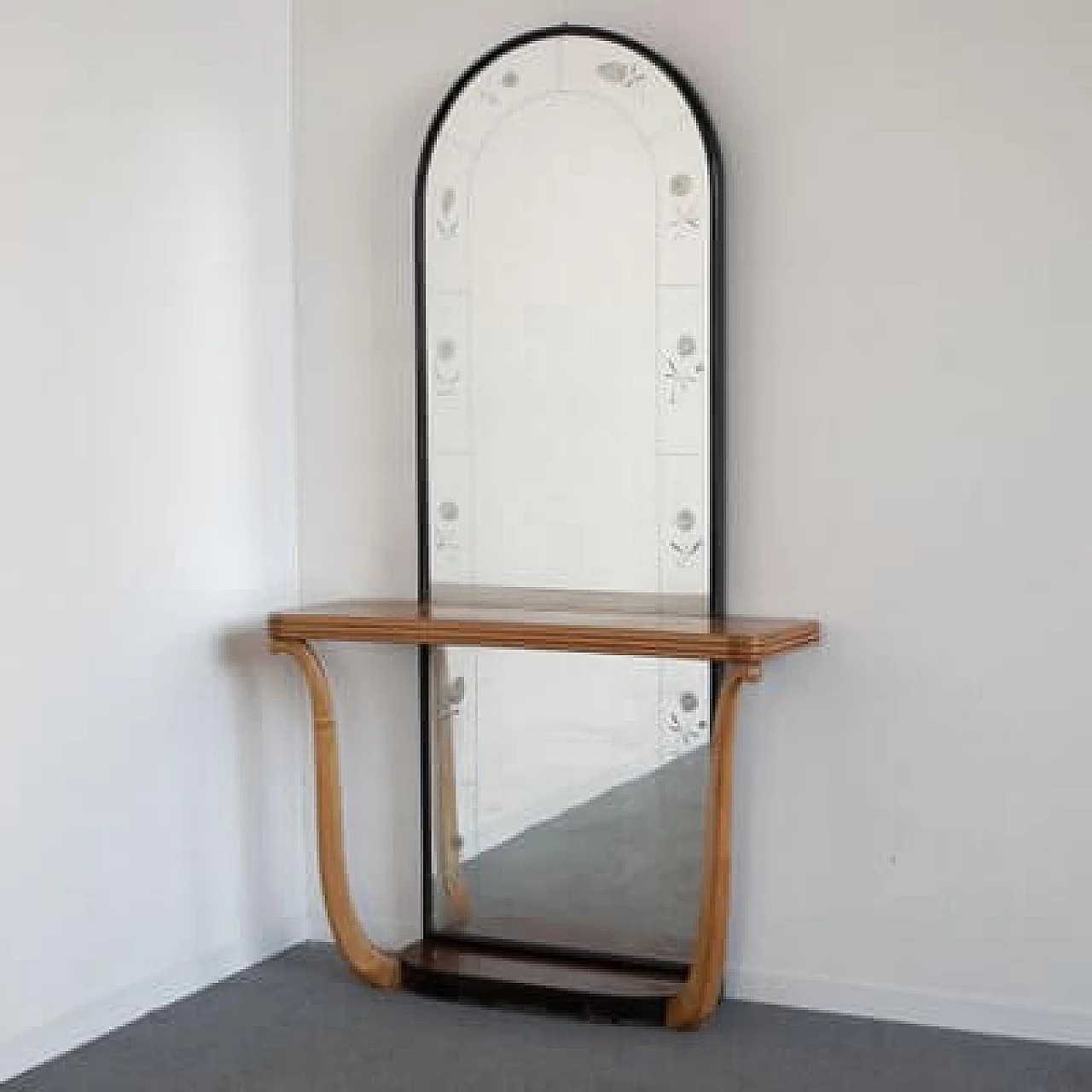 Consolle Art Déco con specchio, anni '40 1460203