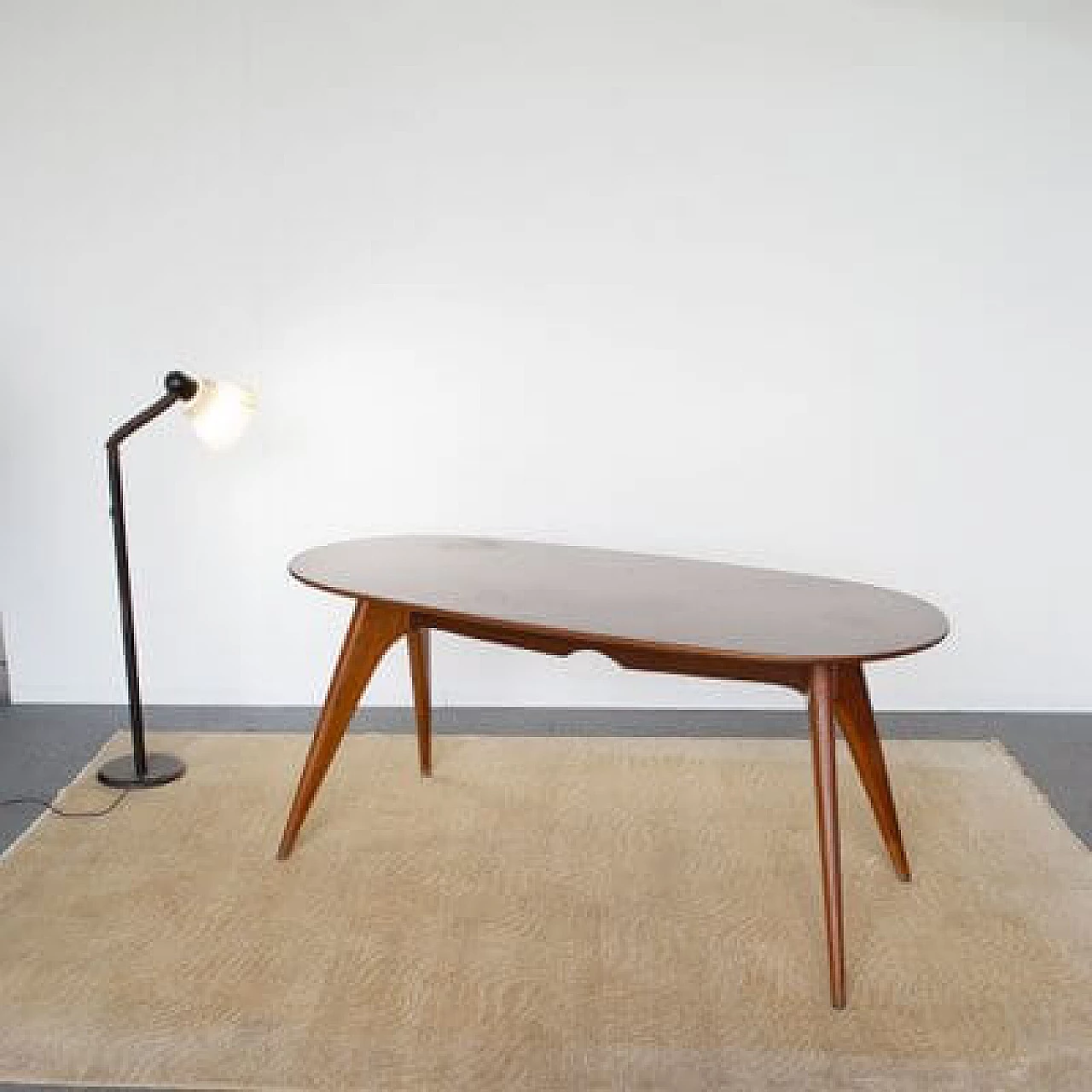 Oval wooden dining table by Ico and Luisa Parisi for Fratelli Rizzi, 1960s 1460216