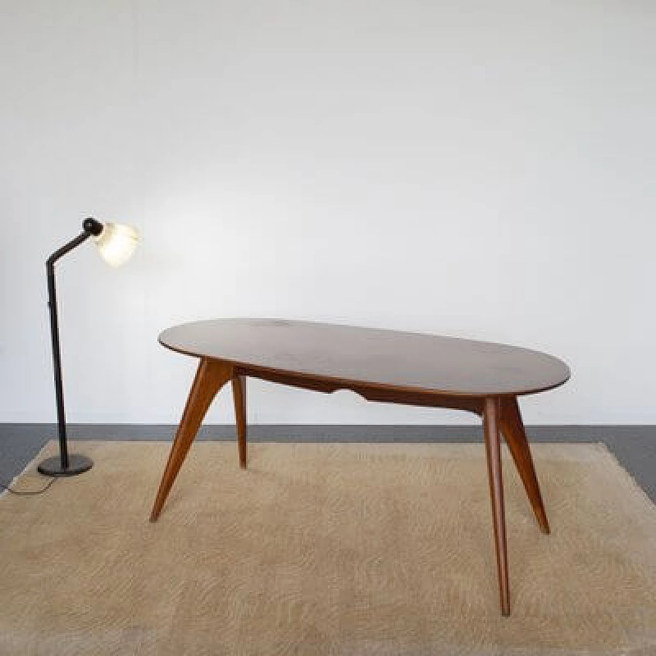Oval wooden dining table by Ico and Luisa Parisi for Fratelli Rizzi, 1960s 1460223