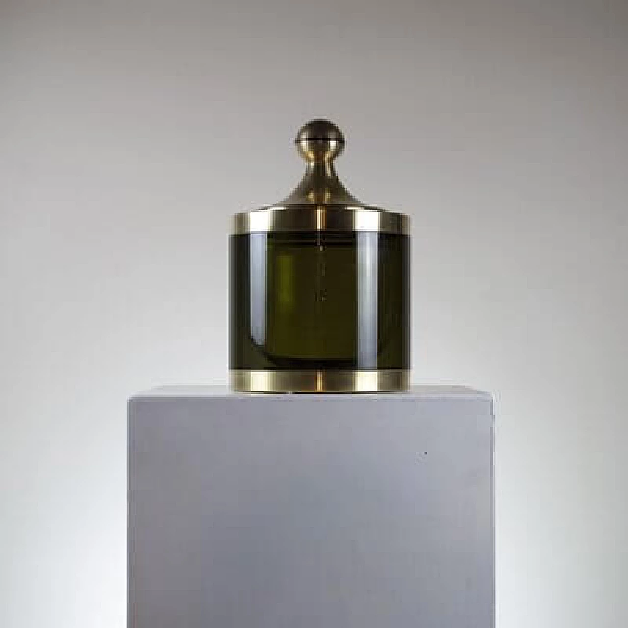 Brass and amber acrylic glass ice box, 1960s 1460250