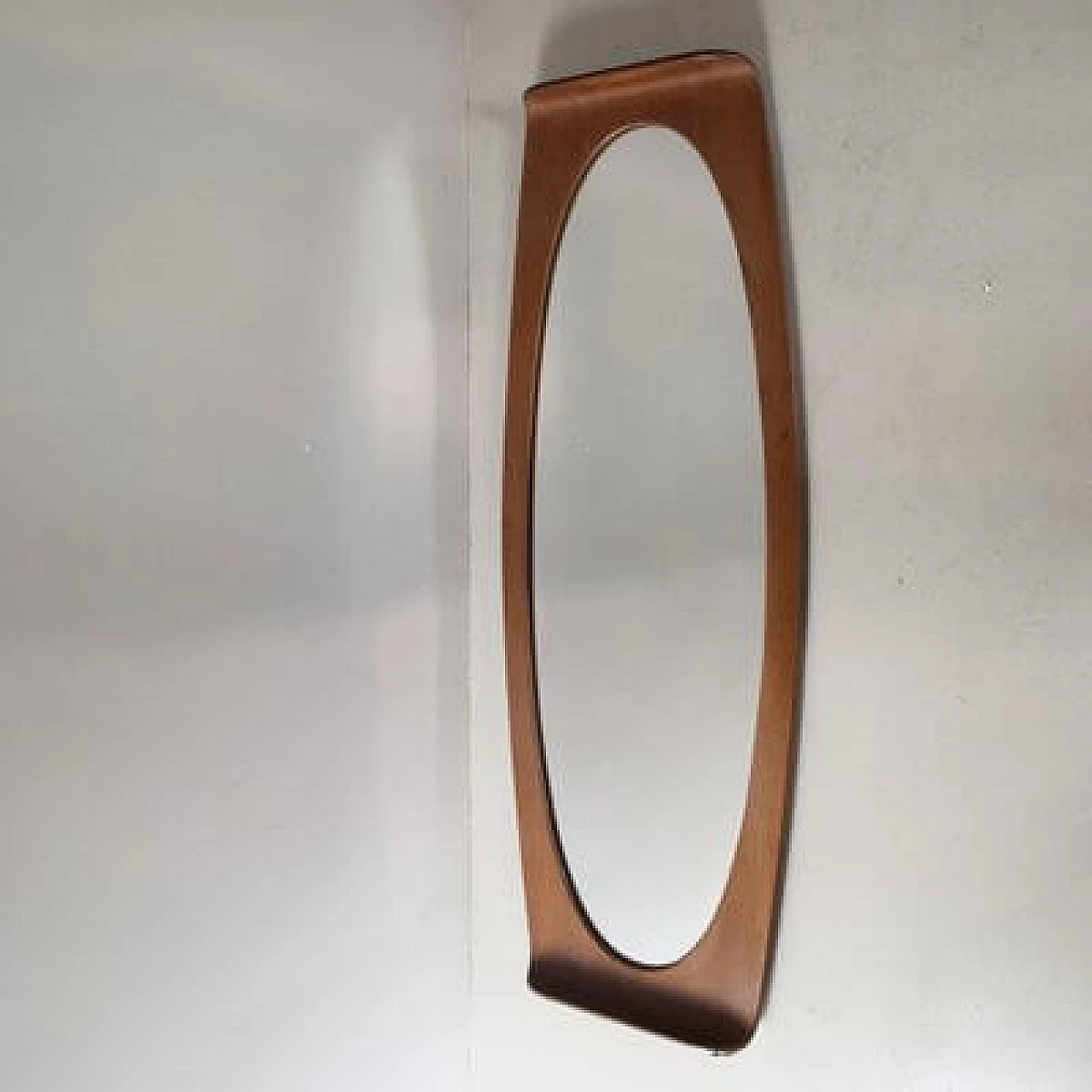 Curved teak wall mirror by Campo e Graffi, 1960s 1460273