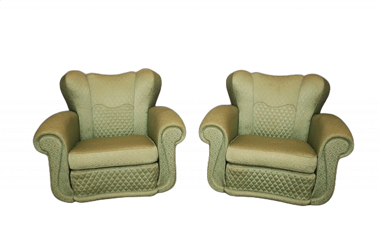 Pair of Polo Buffa style fan armchairs, 1950s 1460353