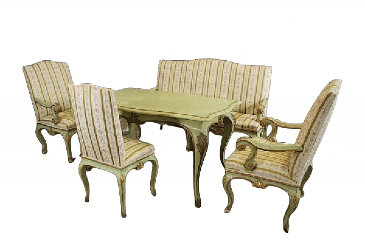Baroque style table, sofa, chair and pair of armchairs, mid-19th century 1460356