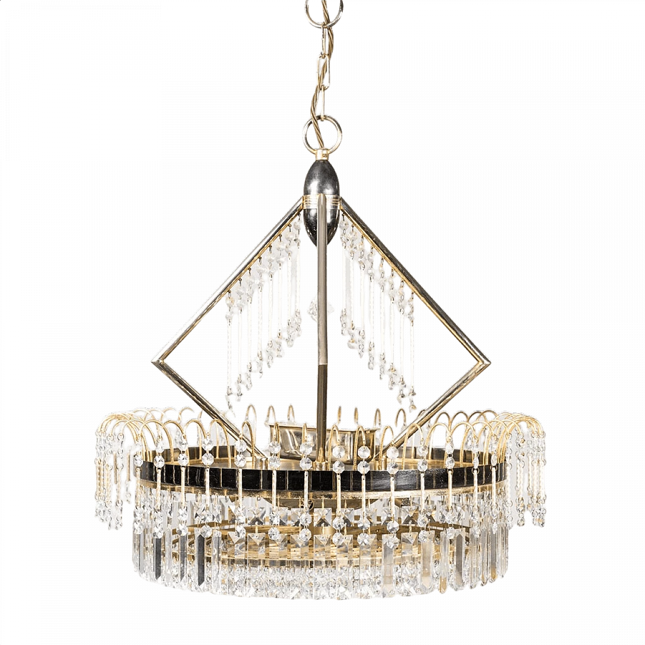 6 lights chandelier in metal and brass, 1970s 1460524