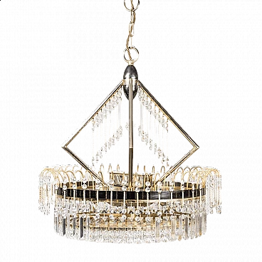 6 lights chandelier in metal and brass, 1970s