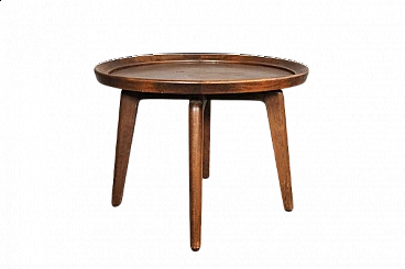 Tavolino da caffè rotondo in legno, anni '70