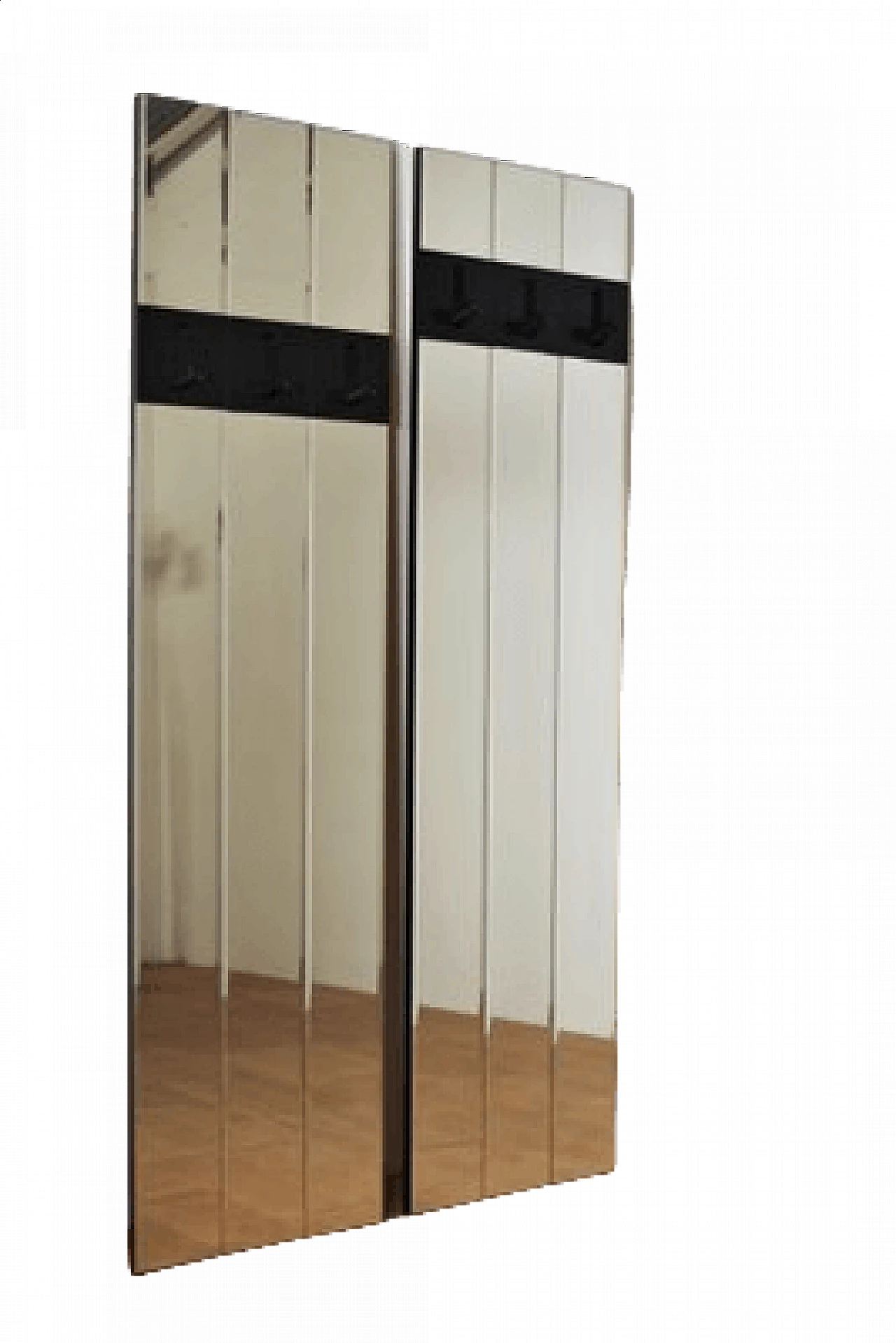 Pair of wall-mounted coat hangers with mirror, 1970s 1460559