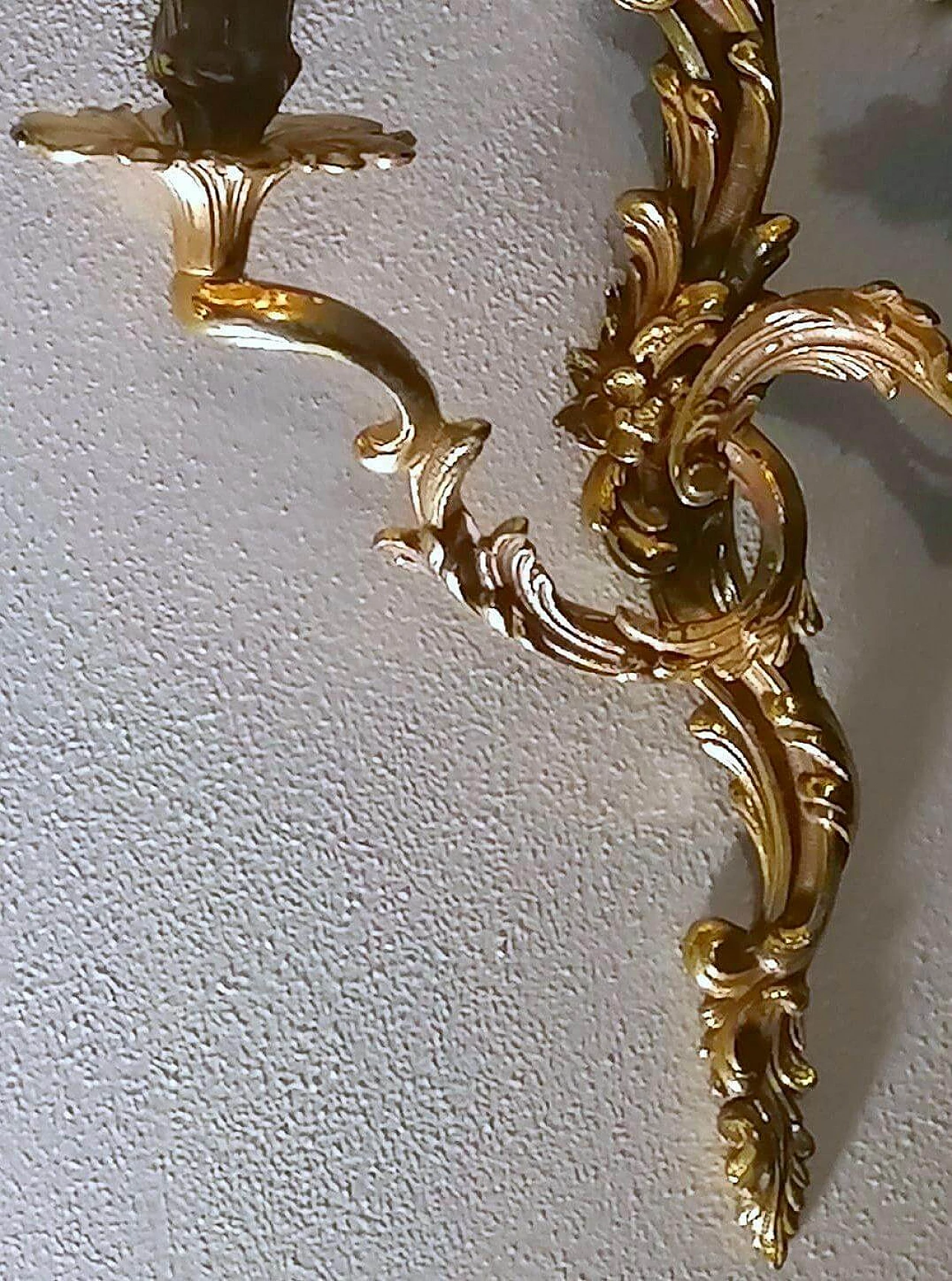 Pair of Louis XVI style wall sconces in gilded and chiseled bronze, 20s 1460576