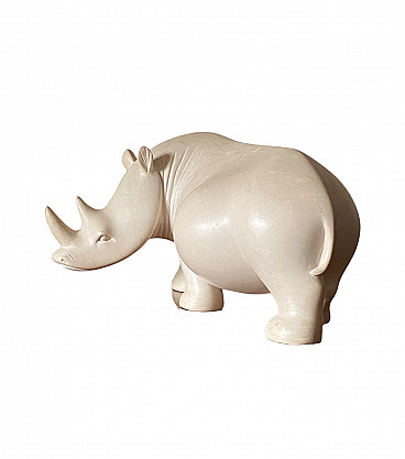 Sculpture of an albino rhinoceros in sepiolite, 1960s