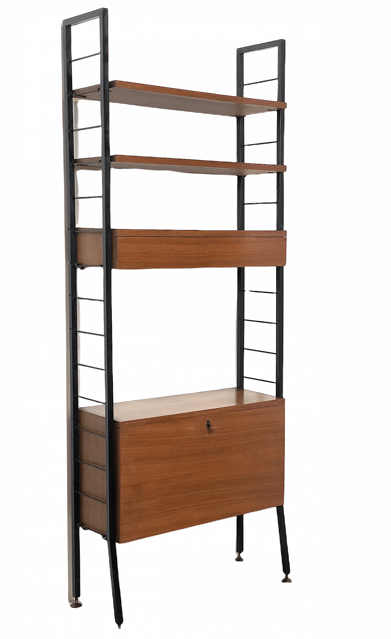 Bookcase with shelves and compartment with flap, 1960s 1460789