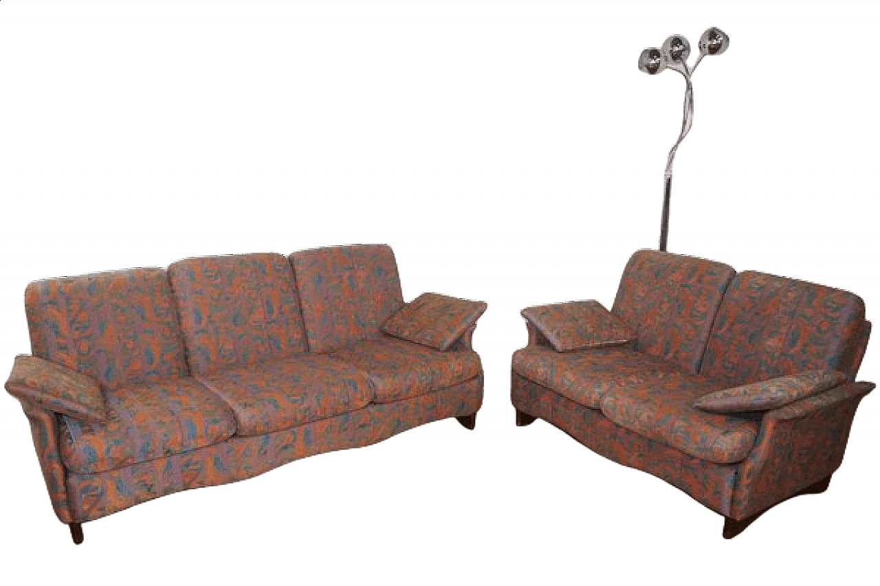 Pair of sofas with walnut structure, 1970s 1461450