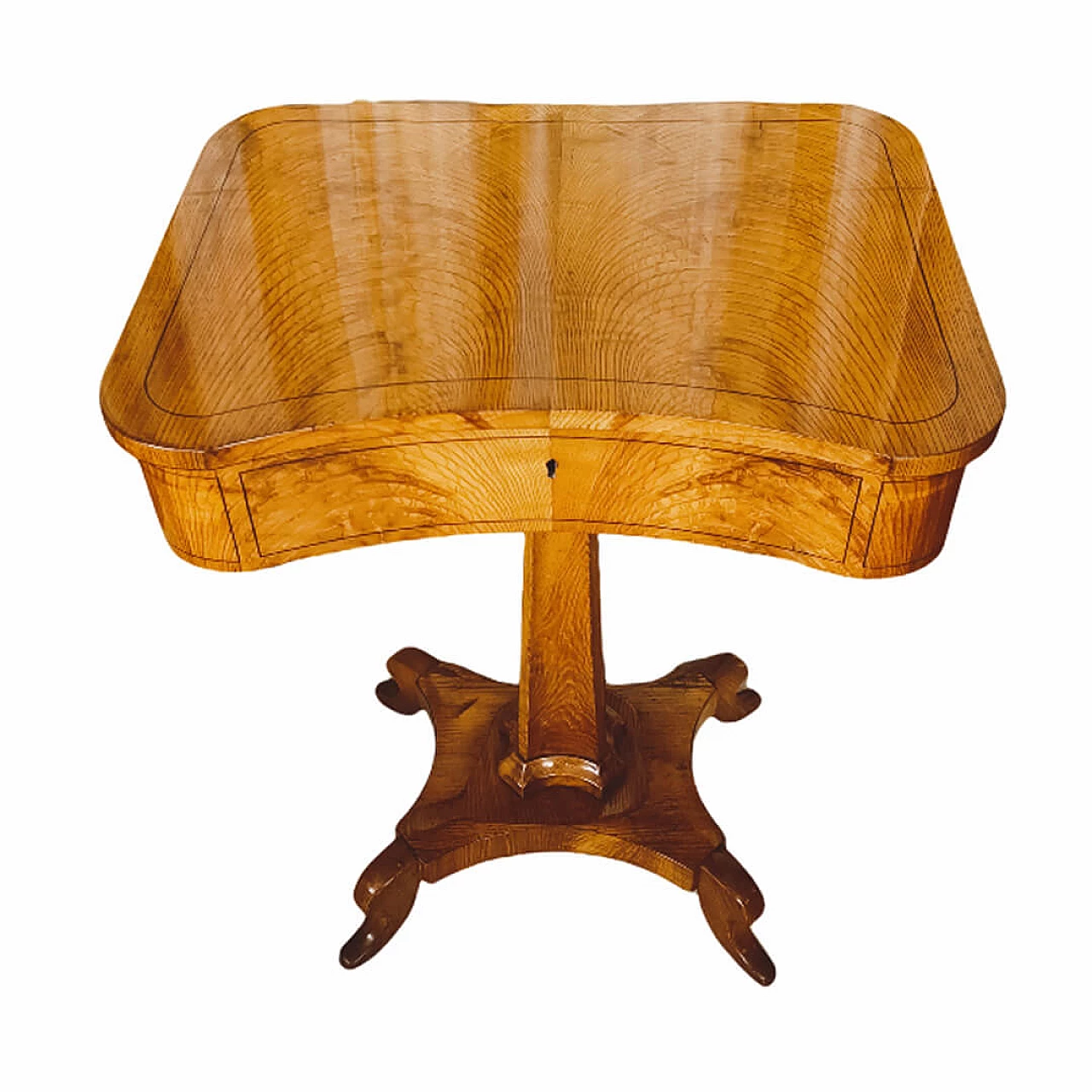 Biedermeier style side table in elm with opening top, 19th century 1461502