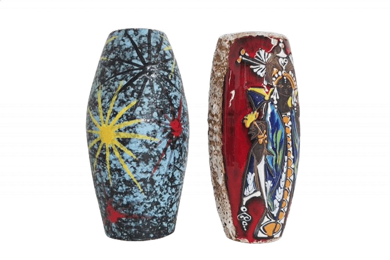 Pair of San Marino polychrome vases, 1950s 1461656
