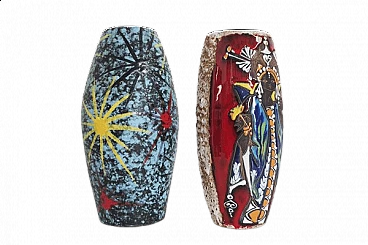 Pair of San Marino polychrome vases, 1950s