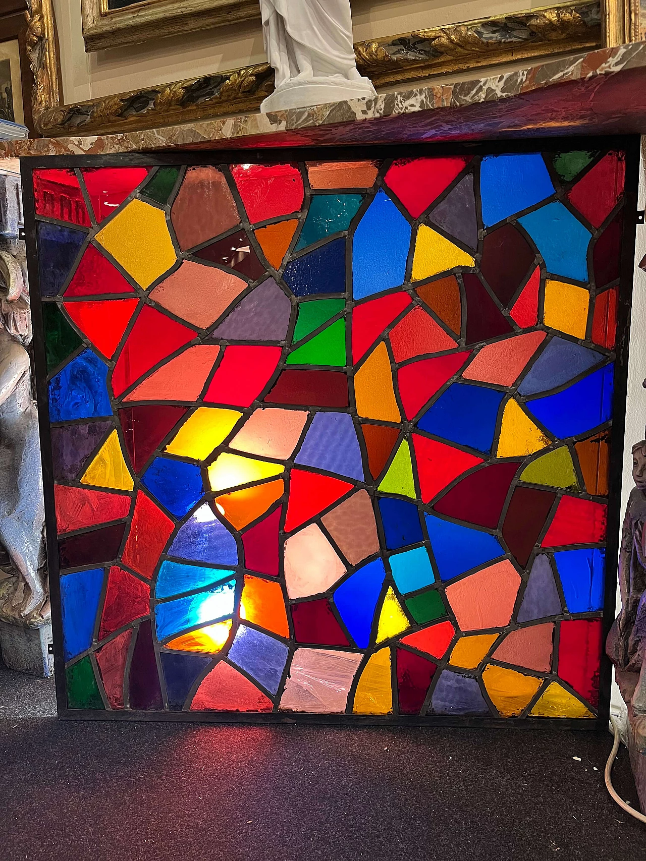 Large Harlequin stained glass window, 1950s 1462488