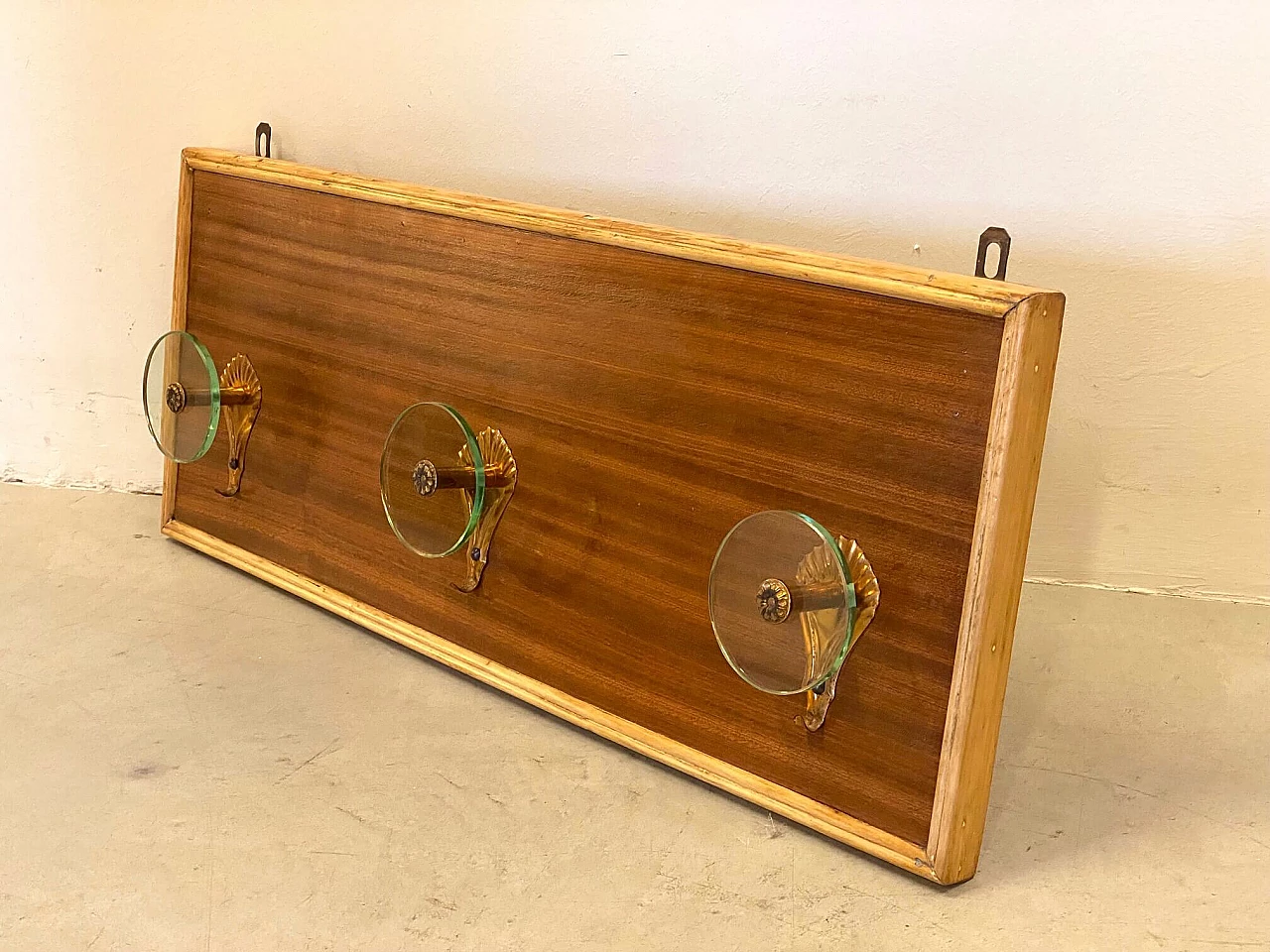 Appendiabiti da muro con ganci in vetro molato, anni '50 1462785