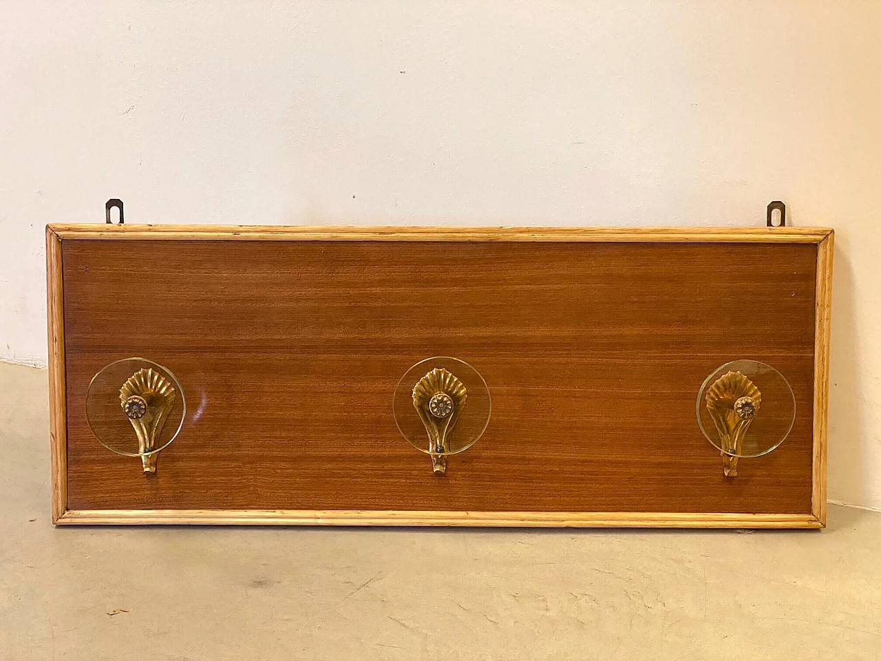 Appendiabiti da muro con ganci in vetro molato, anni '50 1462787