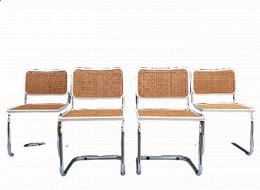4 White Cesca chairs by Marcel Breuer, 1980s