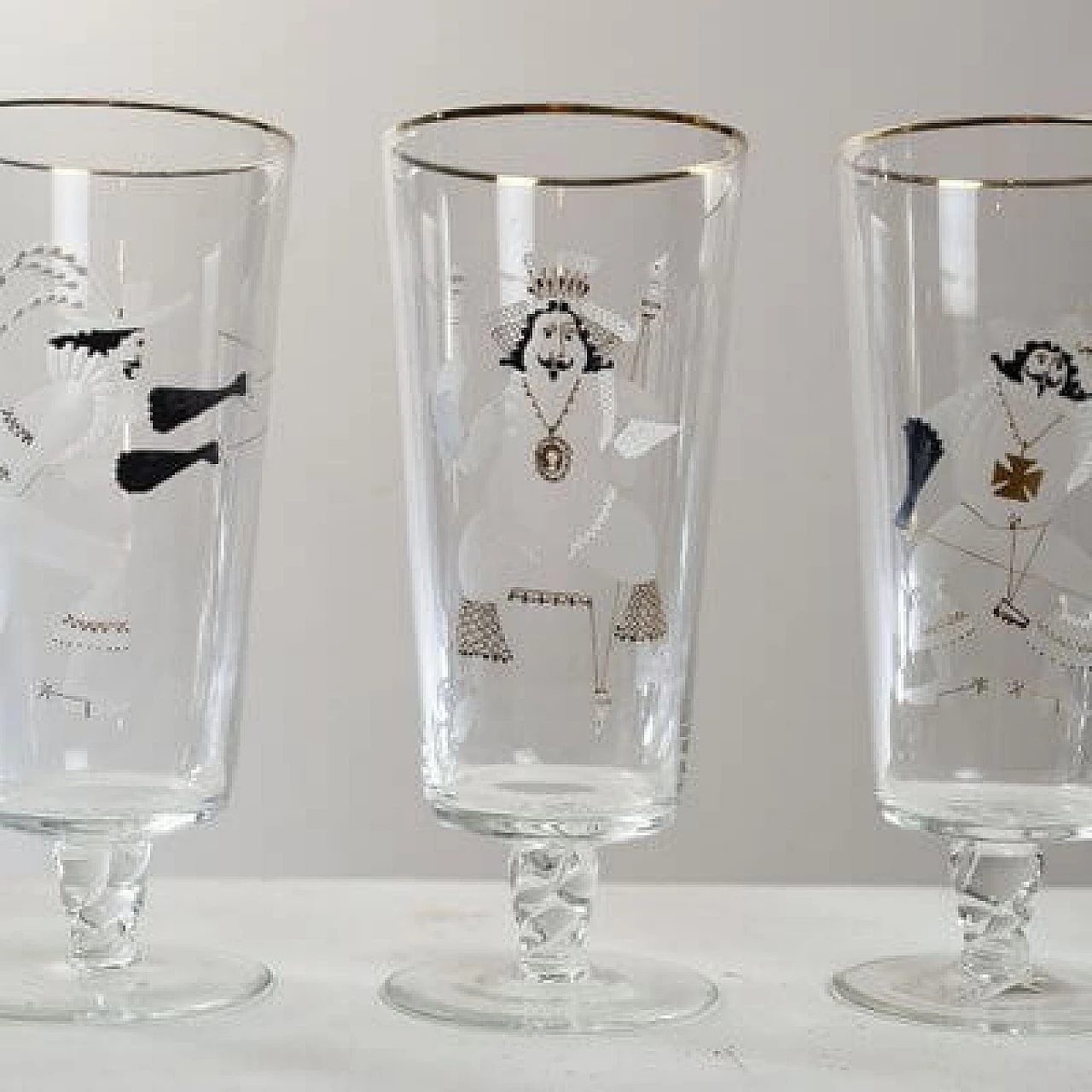 4 Bicchieri con tre moschettieri e cardinale Richelieu, anni '60 1463248
