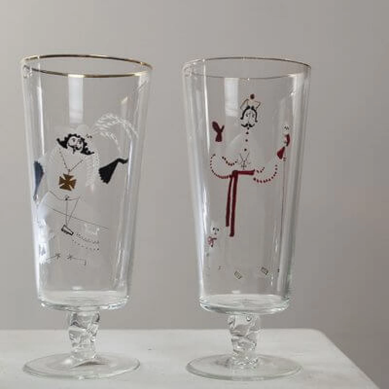 4 Glasses with three musketeers and Cardinal Richelieu, 1960s 1463250