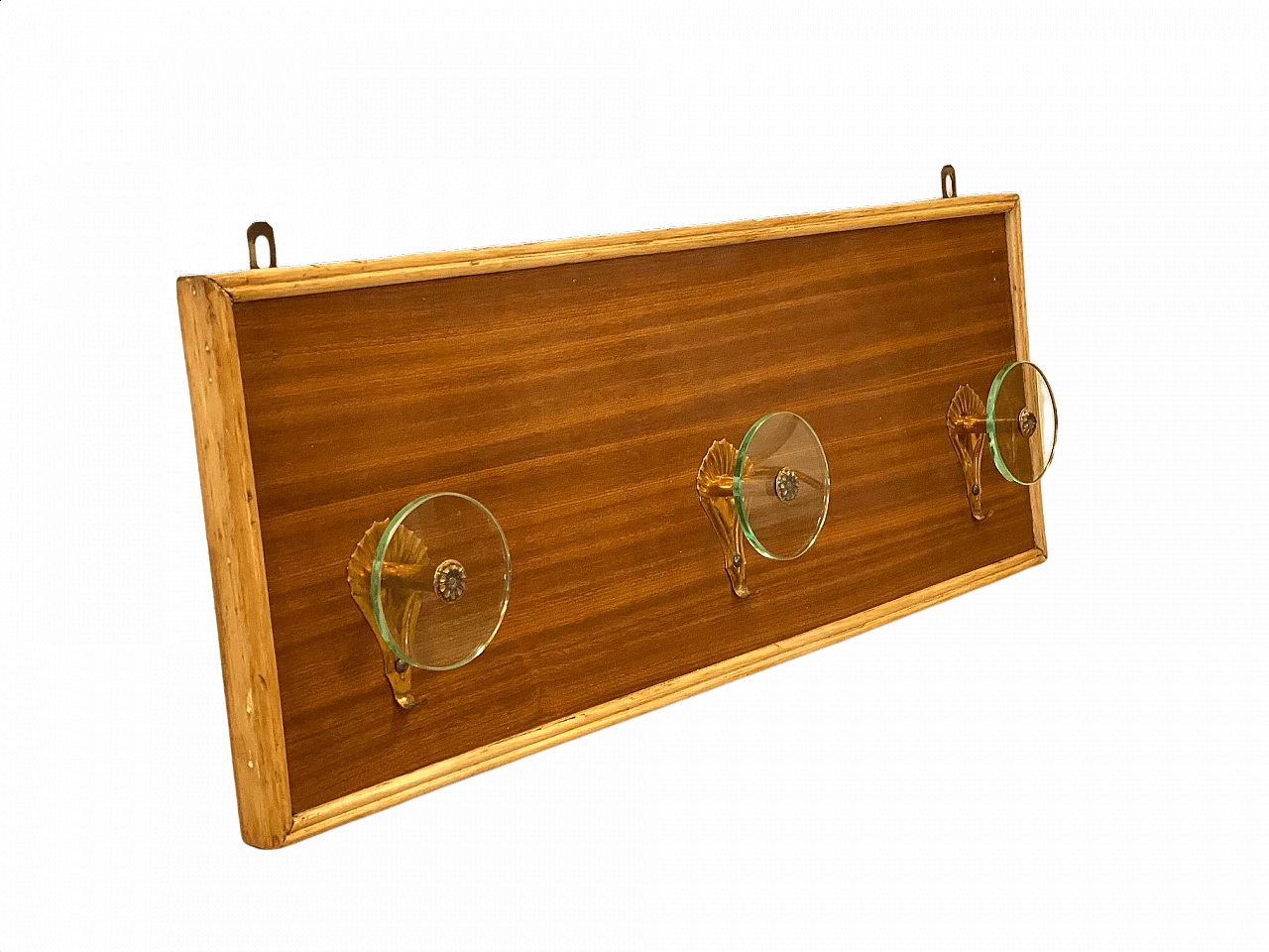 Appendiabiti da muro con ganci in vetro molato, anni '50 1463255