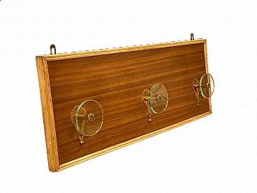 Wall-mounted coat rack with ground glass hooks, 1950s