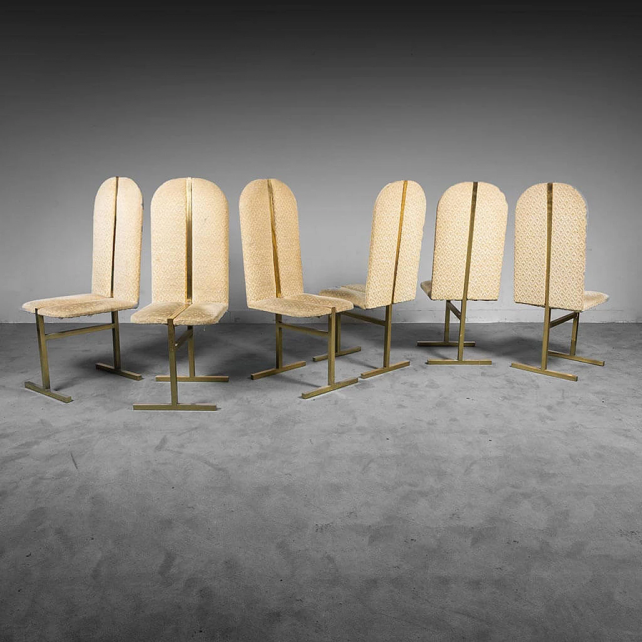 6 Brass and fabric chairs Turri, 1970s 1463367