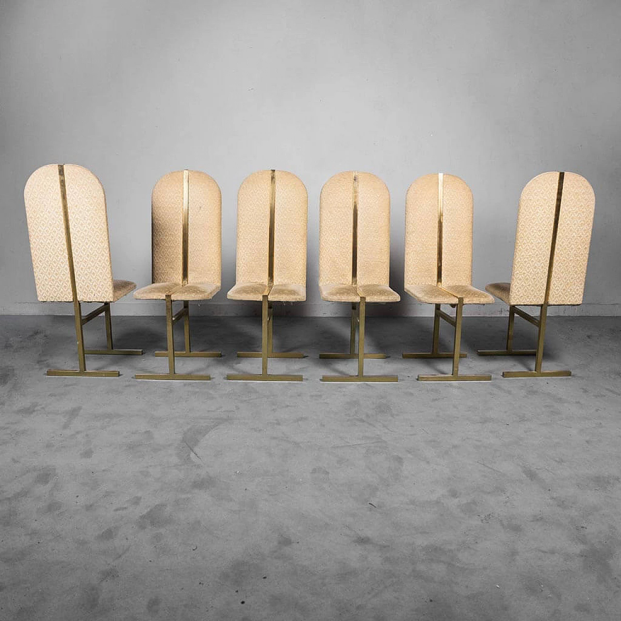 6 Brass and fabric chairs Turri, 1970s 1463374
