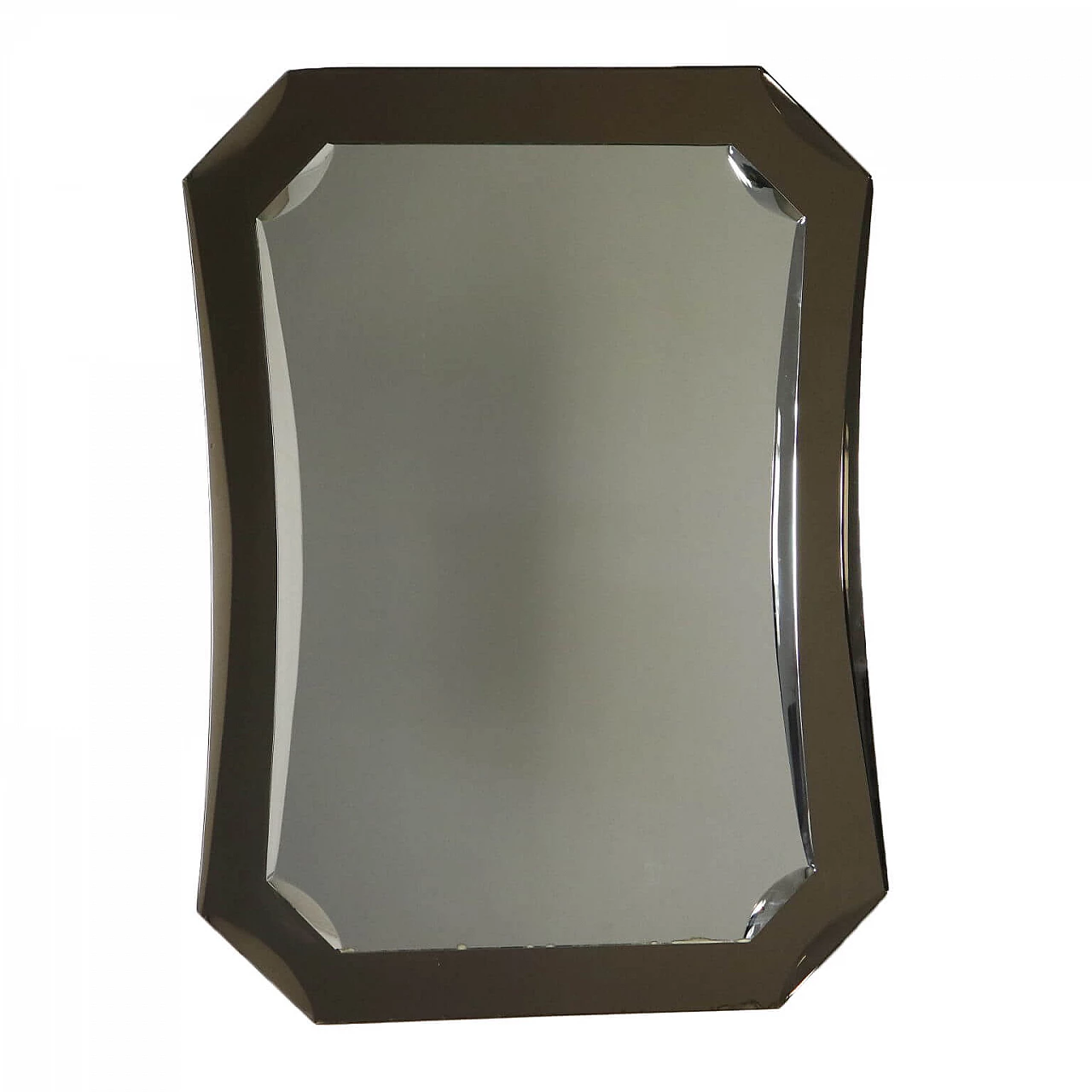 Specchio con cornice in vetro fumè, anni '60 1463803