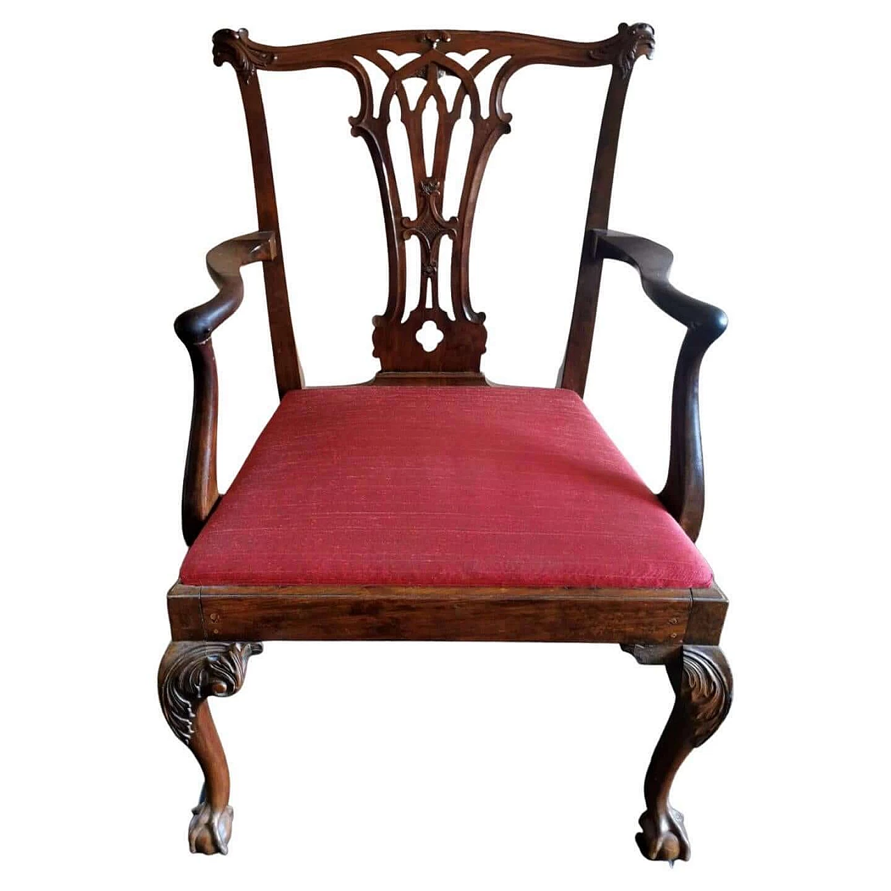 Chippendale style master chair with walnut armrests, 19th century 1463950