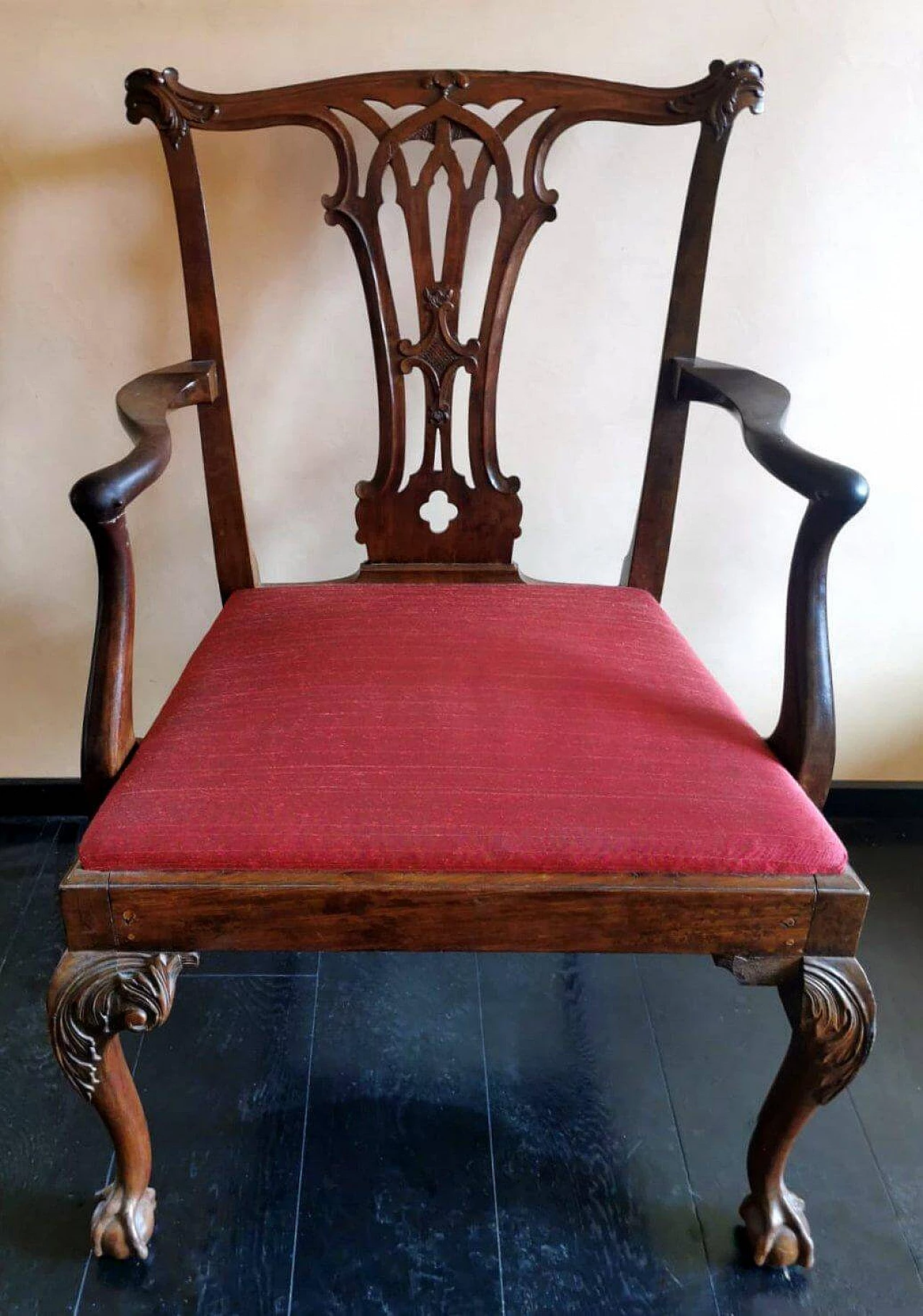 Chippendale style master chair with walnut armrests, 19th century 1463951