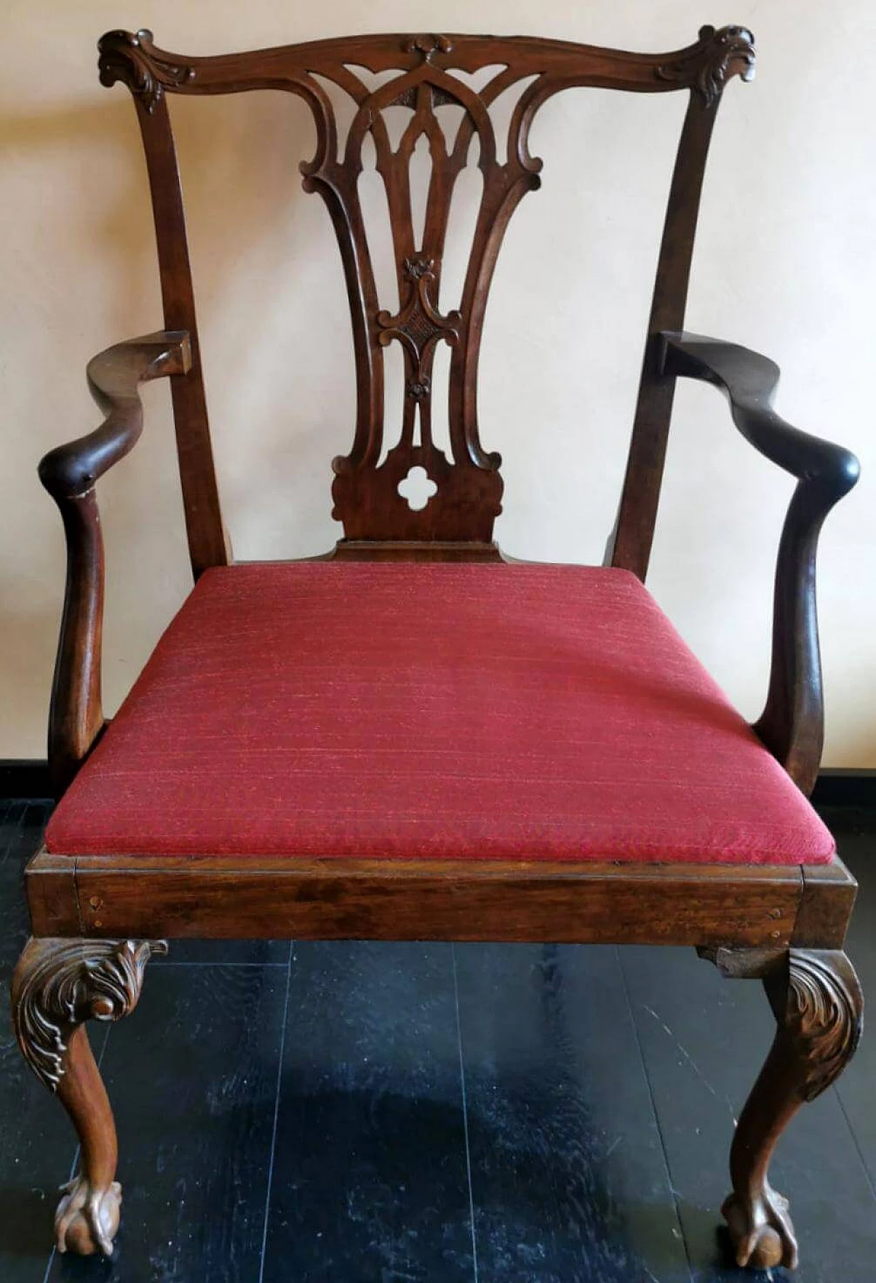 Chippendale style master chair with walnut armrests, 19th century 1463952