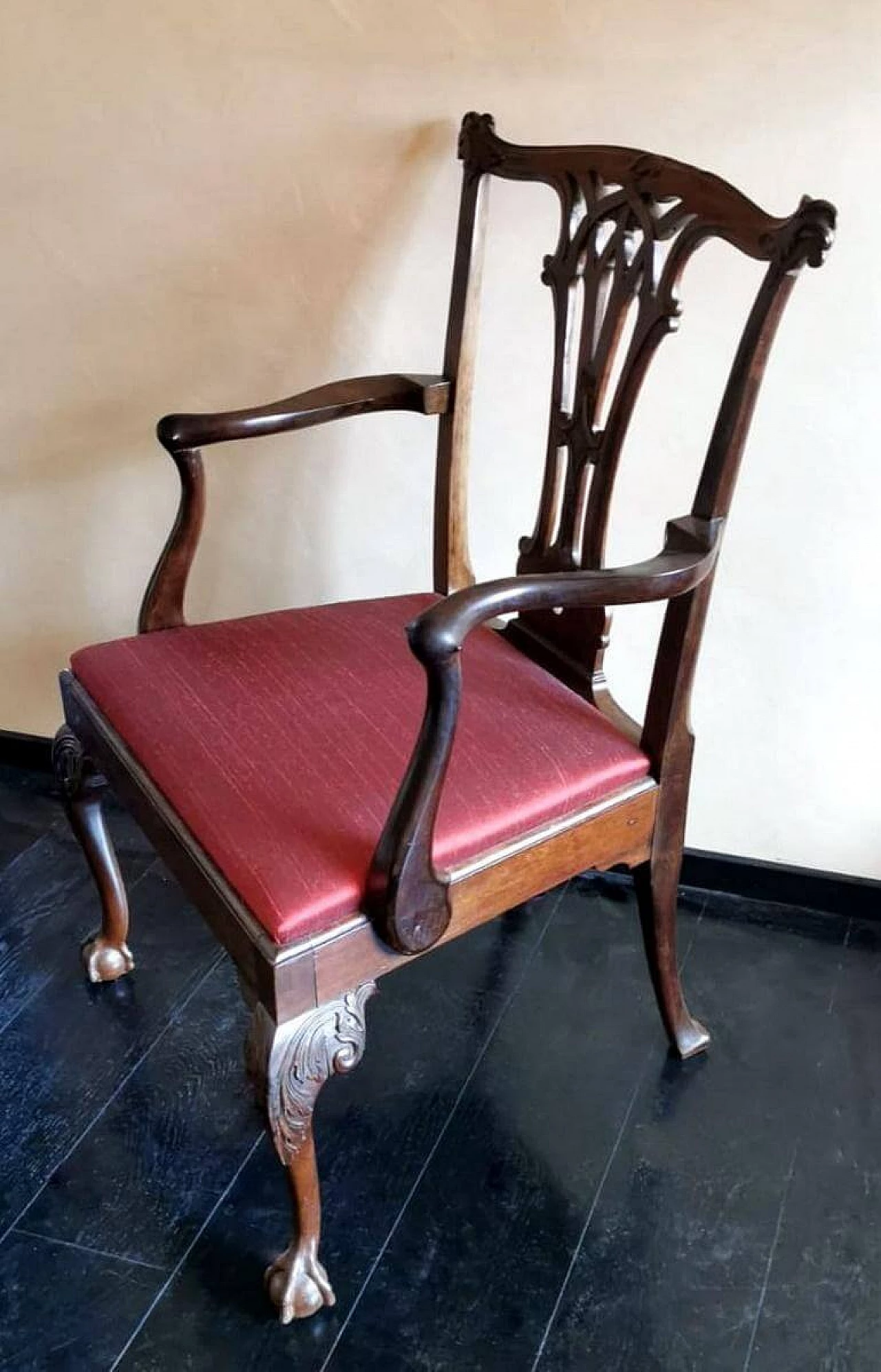 Chippendale style master chair with walnut armrests, 19th century 1463953
