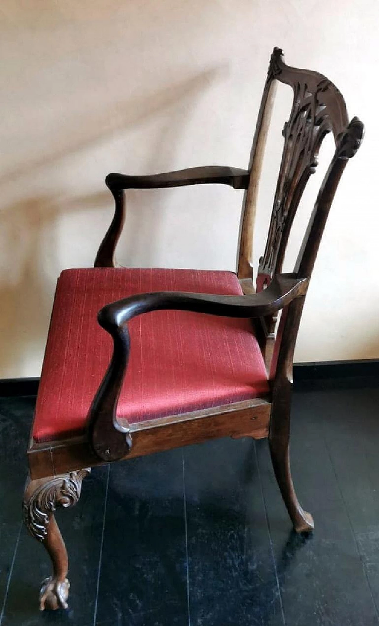 Chippendale style master chair with walnut armrests, 19th century 1463954