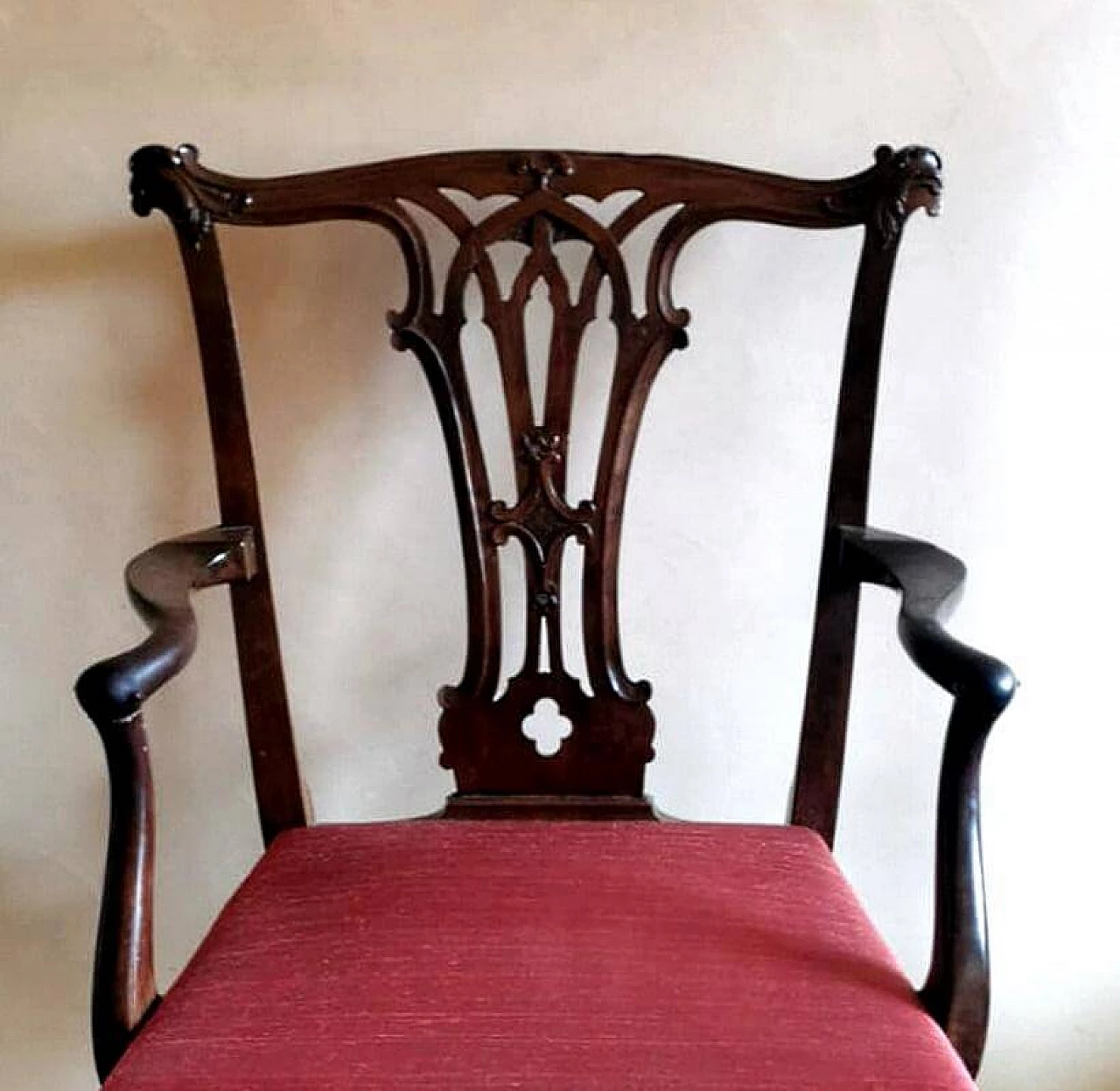 Chippendale style master chair with walnut armrests, 19th century 1463956