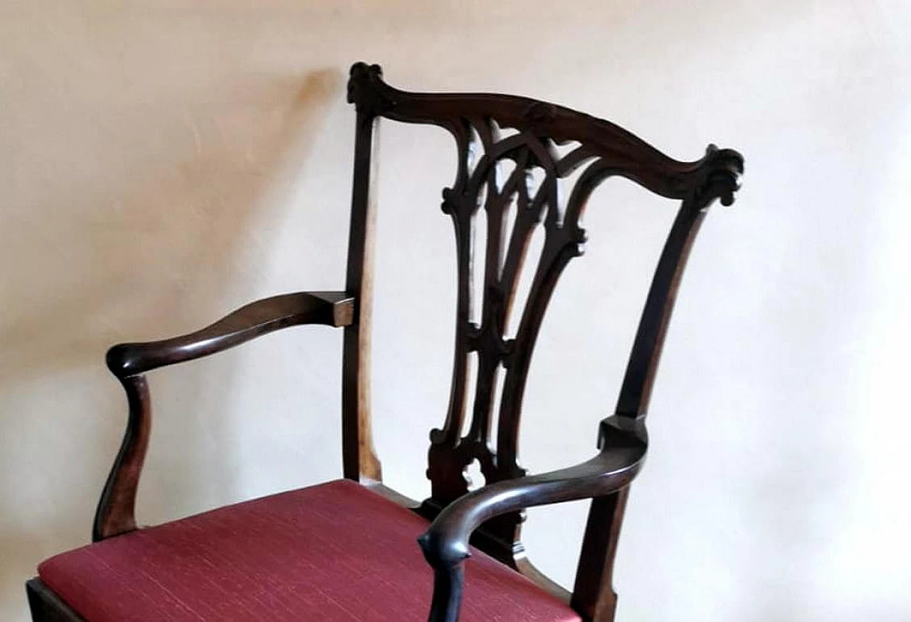 Chippendale style master chair with walnut armrests, 19th century 1463957