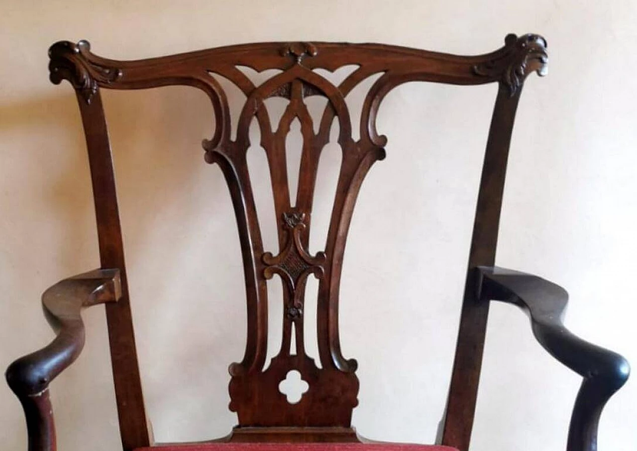 Chippendale style master chair with walnut armrests, 19th century 1463958