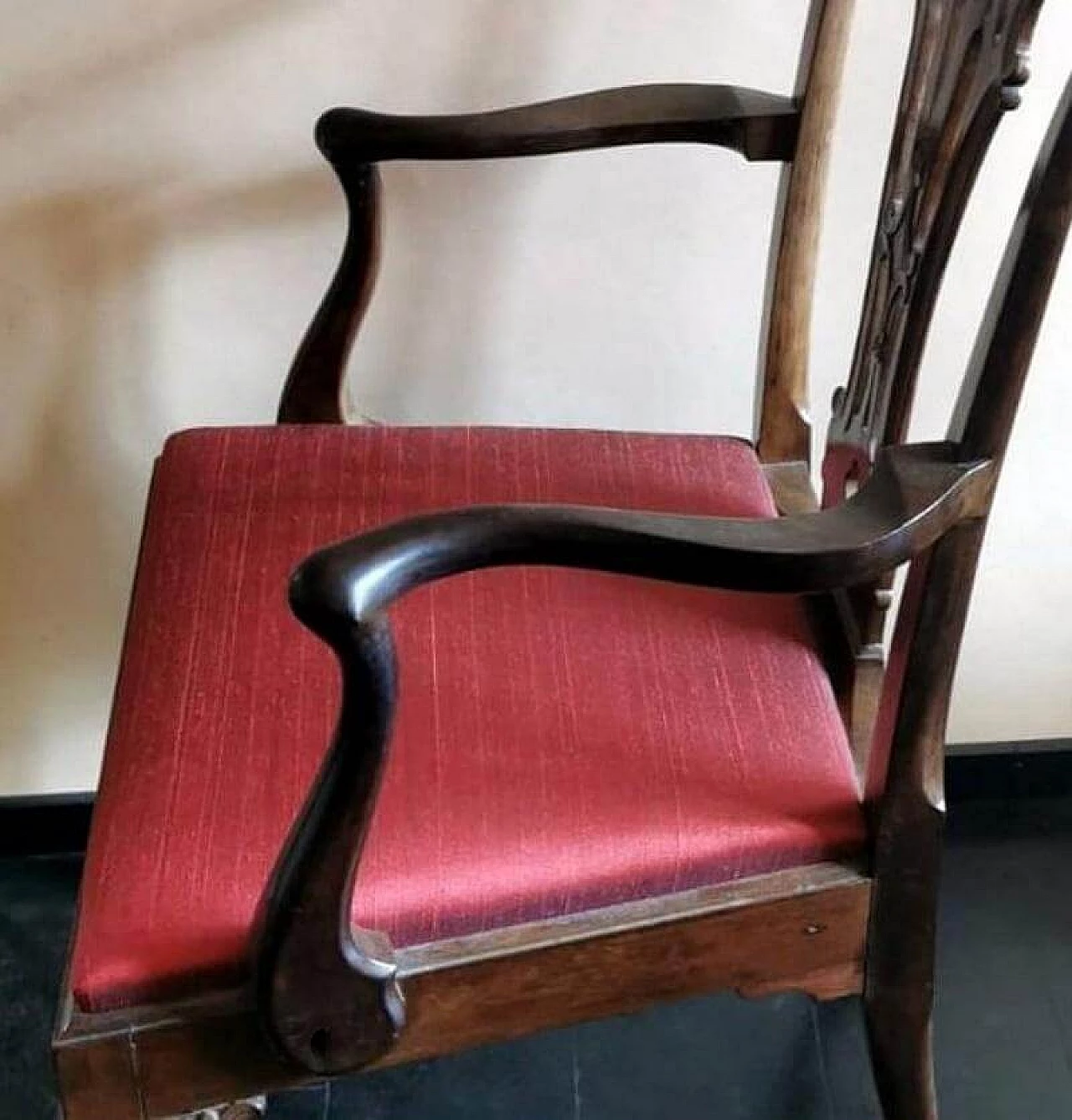 Chippendale style master chair with walnut armrests, 19th century 1463963