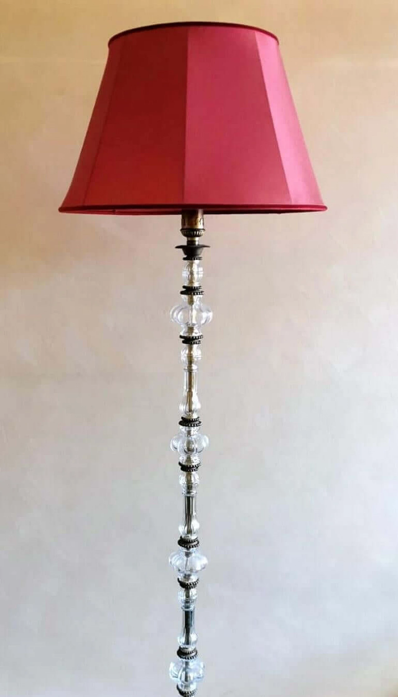 Floor lamp in blown glass and brass base, 1940s 1464012
