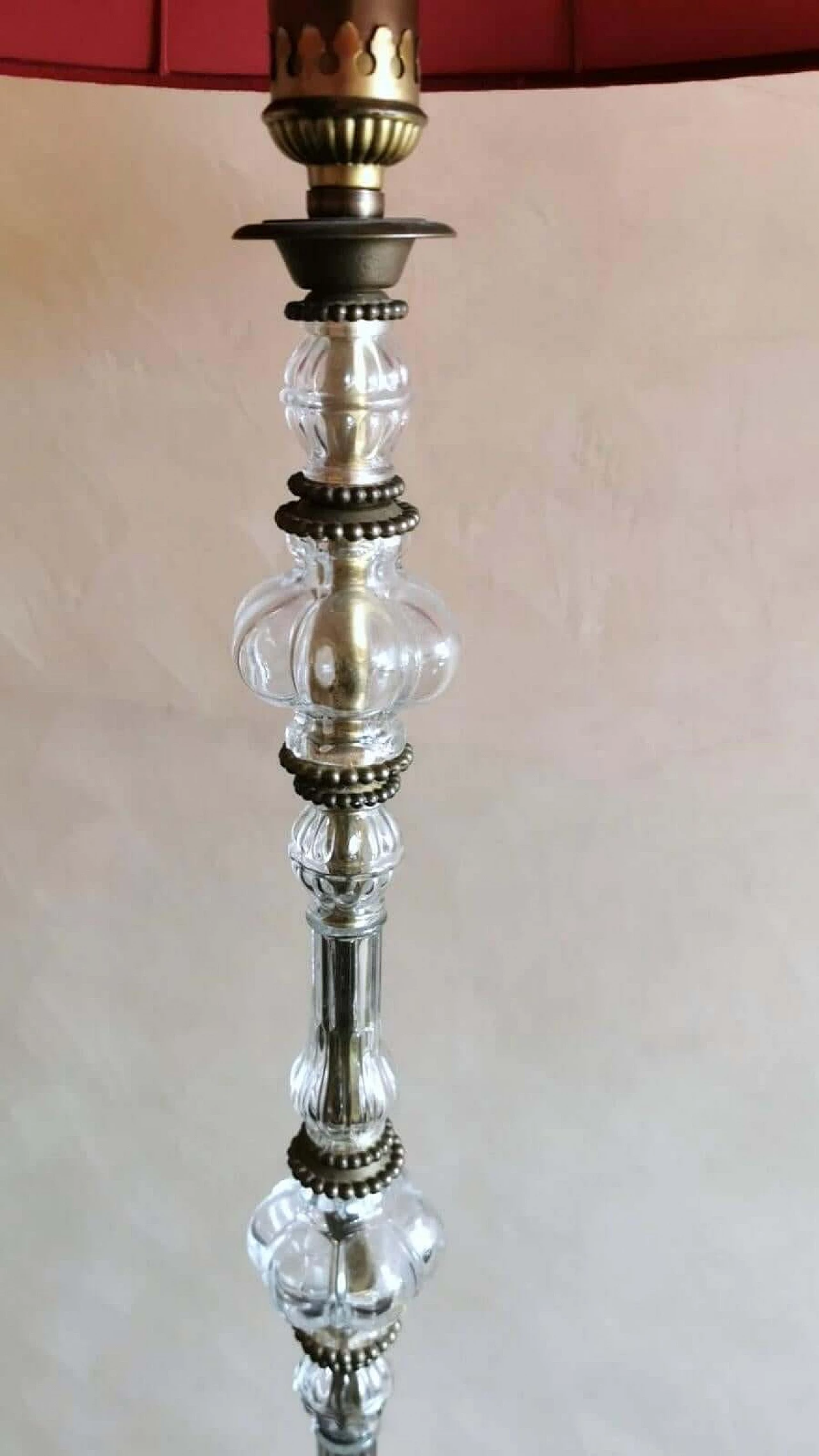 Floor lamp in blown glass and brass base, 1940s 1464015