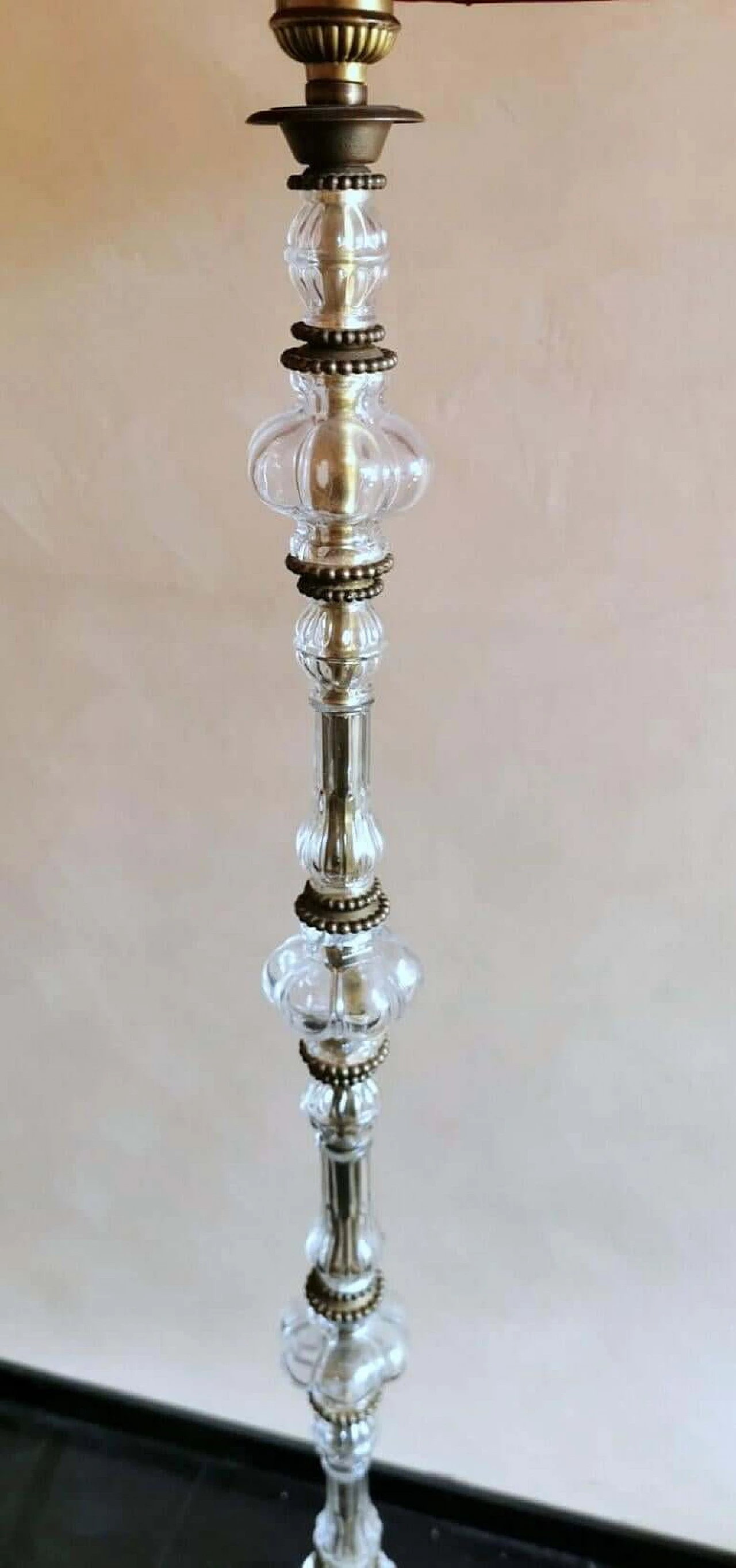 Floor lamp in blown glass and brass base, 1940s 1464019